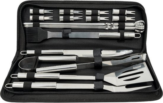 Grill Set Pro - Roestvrijstalen BBQ gereedschap set 18 delig