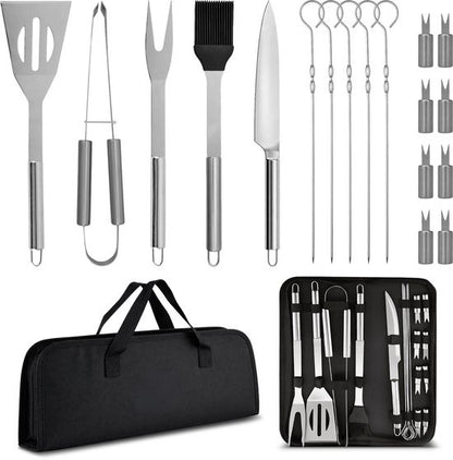 Grill Set Pro - Roestvrijstalen BBQ gereedschap set 18 delig