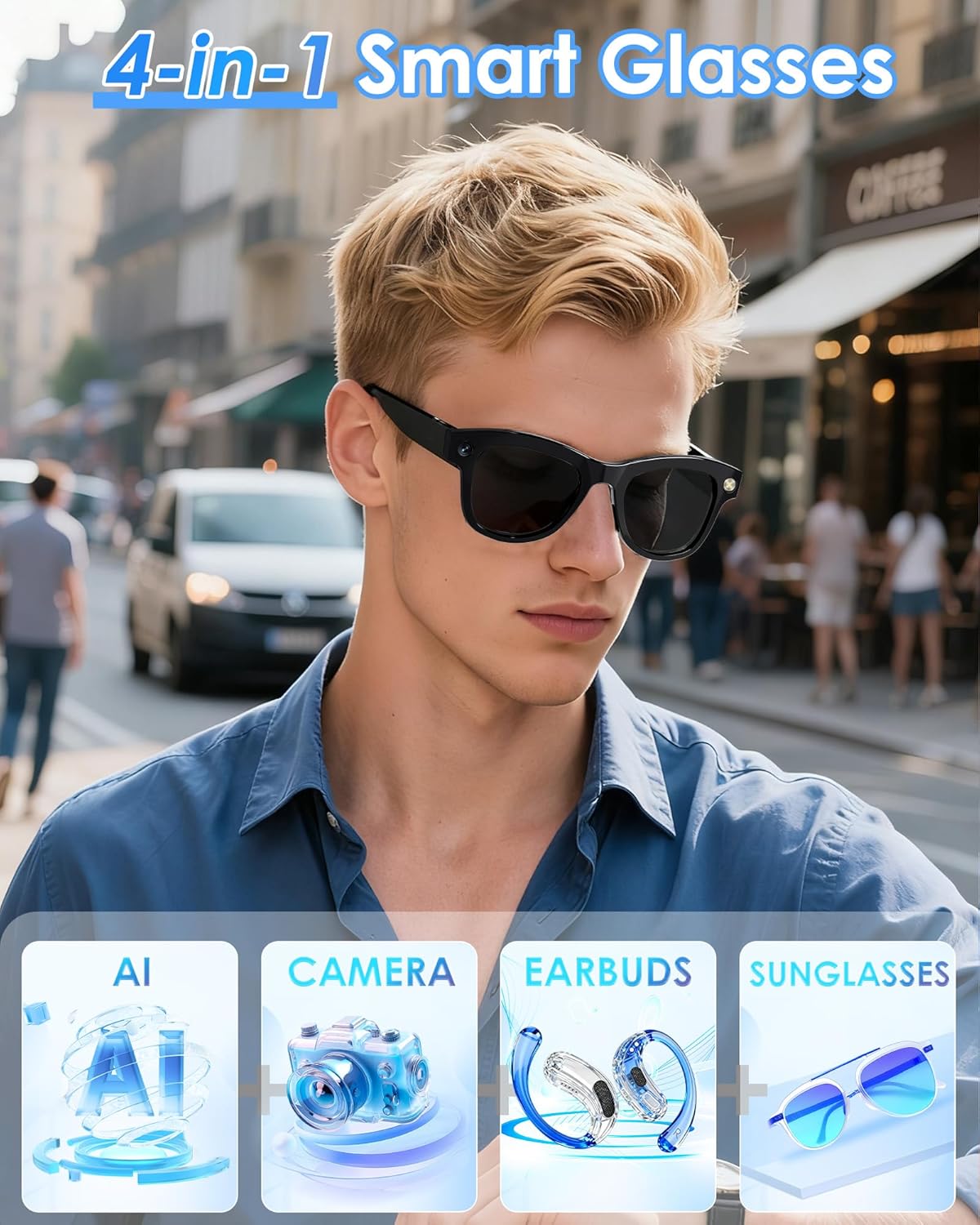 Smart Glasses met AI, Camera en Audio