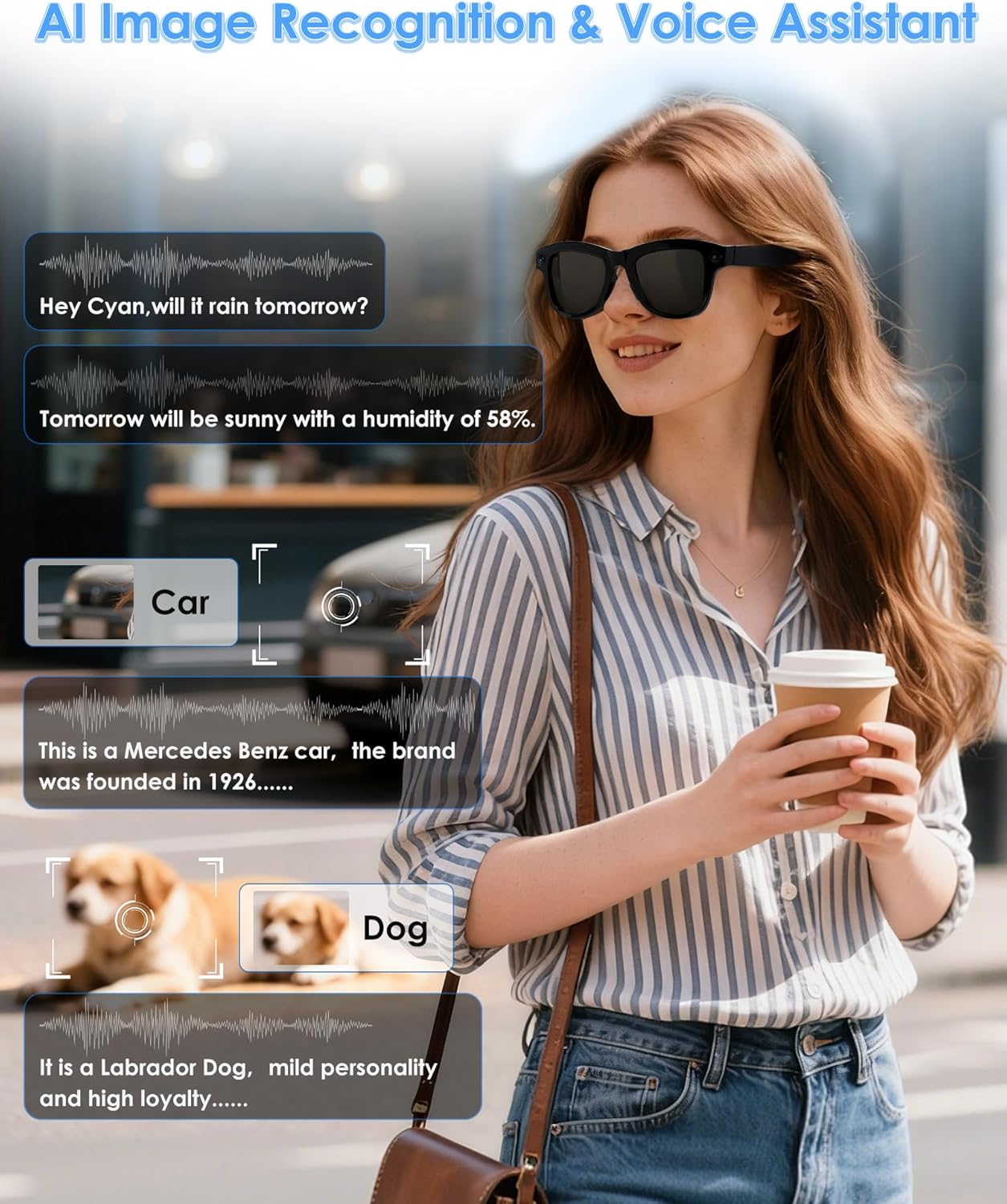 Smart Glasses met AI, Camera en Audio