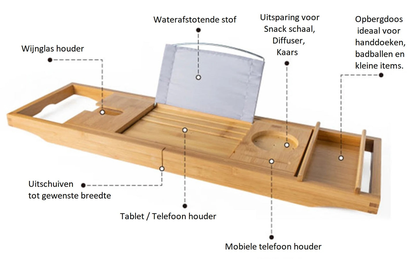 Bamboo Bath Tray Deluxe