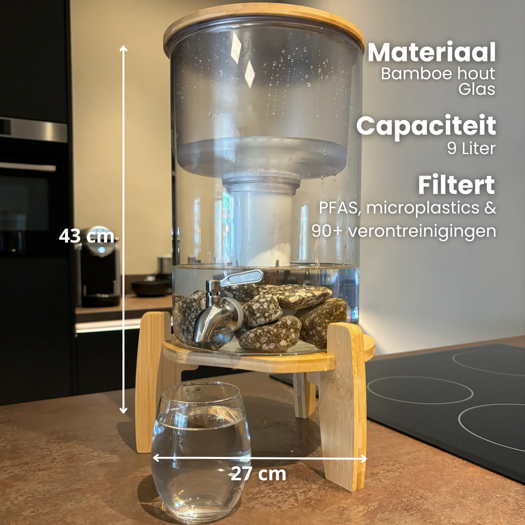 AquaPRO Glazen Waterfilter 9 Liter (filtert PFAS) + Jaar filterset