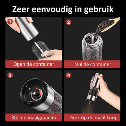 Elektrische kruidenmolen - Set van 2 stuks